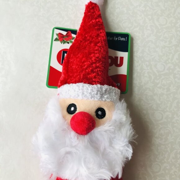 Pet Lou Christmas Squeaky Santa Bottle Dog Toy  Size :  8" - Picture 2 of 4